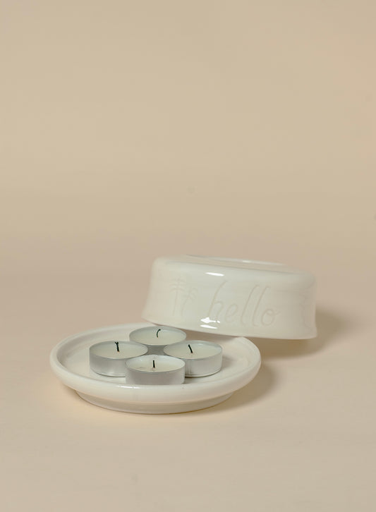 Handmade Translucent Porcelain Candle Holder | Dripping Wax Design | Minimalist Ceramic Tealight Holder | Handmade Home Decor