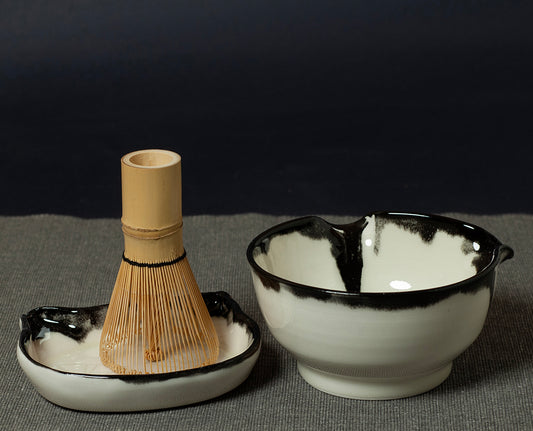 Handmade Cat collection Matcha Tea Bowl and Chasen Rest Set.